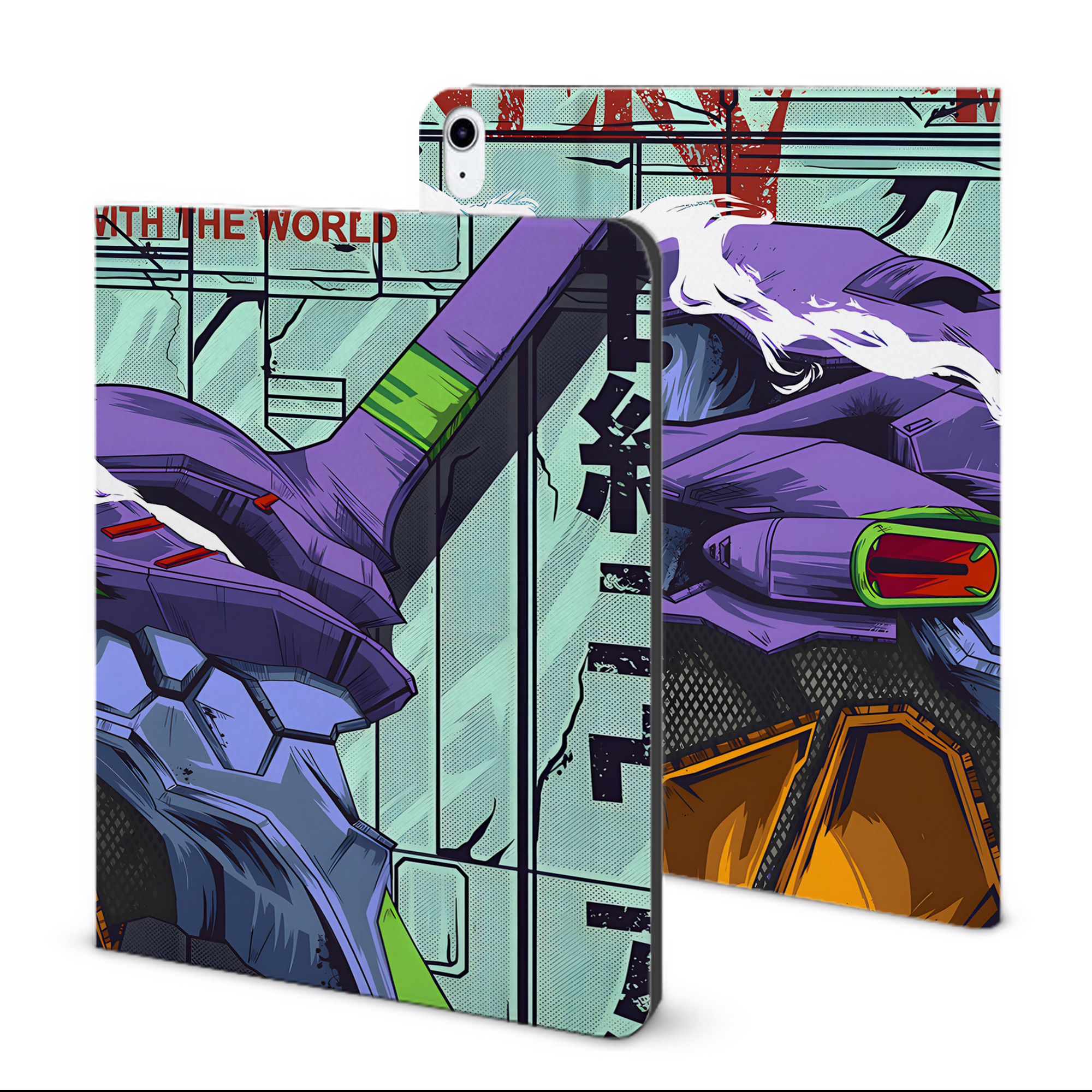 （画像用） EVA 新世紀エヴァンゲリオン IPad ケース ブック型 PUレザー TPU 耐衝撃 軽量 薄型 ペン収納なし 全面保護 IPad 各モデル対応
